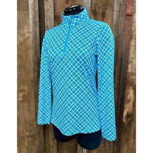 THE NAOMI LONG SLEEVE 1/4 ZIP SHIRT in Blue Ameliora